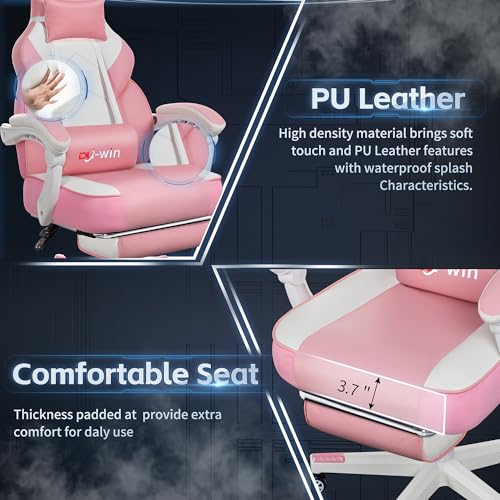 Gaming Chairs for Adults, Computer Chair with Footrest and Ergonomic High Back, Big and Tall Gamer Chairs with Massage Lumbar Support, 360° Swivel Height Adjustable, Blue