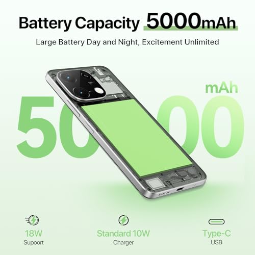 UMIDIGI G9C Android 14 Unlocked Cellphone,Octa-core 12GB +128GB Expand 1TB Unlocked Smartphone,6.75" HD+ 90Hz,5000mAh Battery,50MP Camera,GPS,BT 5.4,NFC,AI Face Unlock,Warranty,White