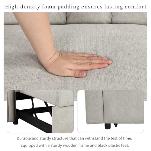 Pull Out Sofa Bed, Loveseat Sleeper, Convertible Soft Cushion Sofa Pull Bed,for Two People to Sit On, 2-in-1 Sofa Bed with Adjustable Backrest, Versatile Sleeper Sofa Bed (Gray)