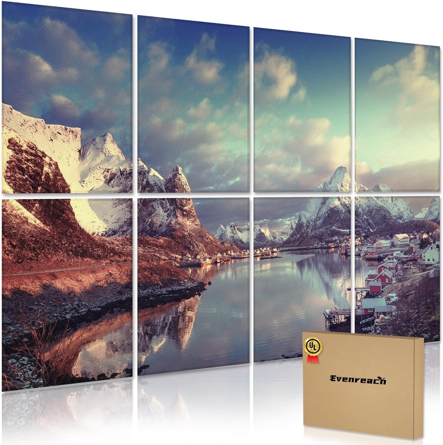 Evenreach 8 Pack Art Acoustic Panels Soundproof Wall Panels,48X32Inches Sound Absorbing Panels,Decorative Acoustical Wall Panels, Acoustic Treatment for Recording Studio (Art, Beach) Pack of 2