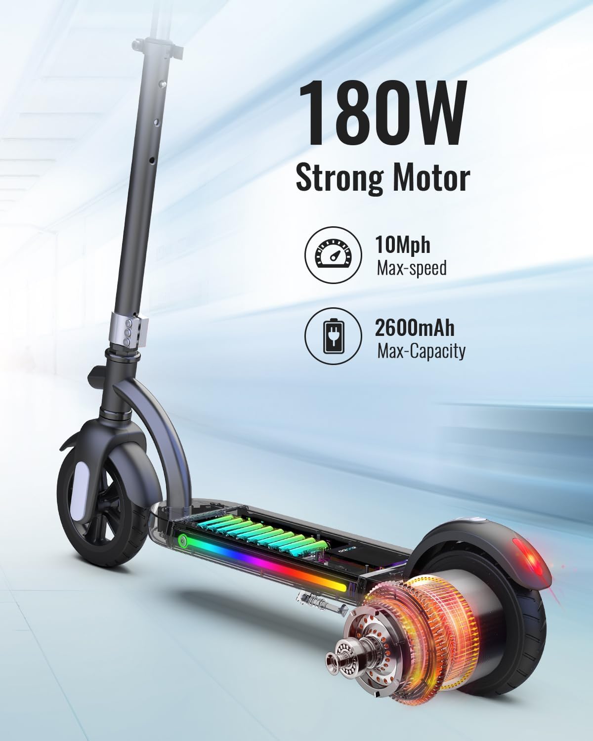 Gyroor Kids Electric Scooter with 180W Motor & LED Visible Display, Colorful Lights & Wipeout Dry Erase Kids Helmet for Bike, Skate, and Scooter, Neon Pink Youth L 8+
