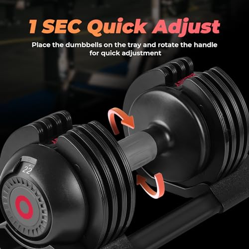 22LB/52LB Adjustable Dumbbells, 5 Weight Options Dumbbell with Anti-Slip Metal Handle for Exercise & Fitness Fast Adjust Weight for Full Body Workout Fitness