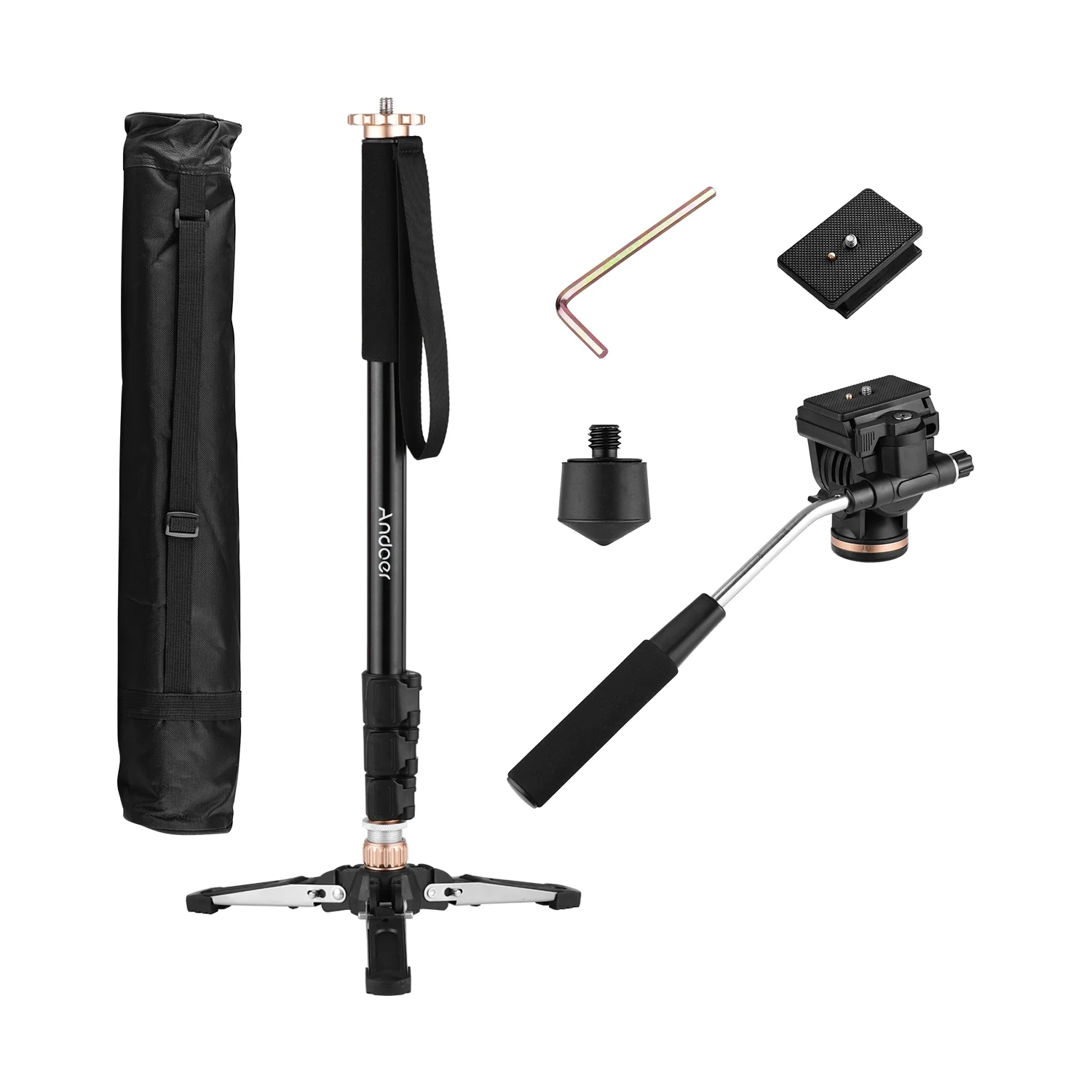 Suzicca 173cm68inch Photography Monopod Stand Aluminum Alloy 6kg Load Capacity with Detachable 3-Leg Tripod Base Pan Tilt Fluid Head Carry Bag Compatible with DSLR Cameras Camcorders