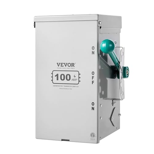 VEVOR 200A Generator Transfer Switch, 48000W Manual Transfer Switch, Heavy Duty Double-Throw Power 120/240V, Meeting NEMA 3R Standards, for Outdoor, Indoor, and Portable Generator ETL Certification