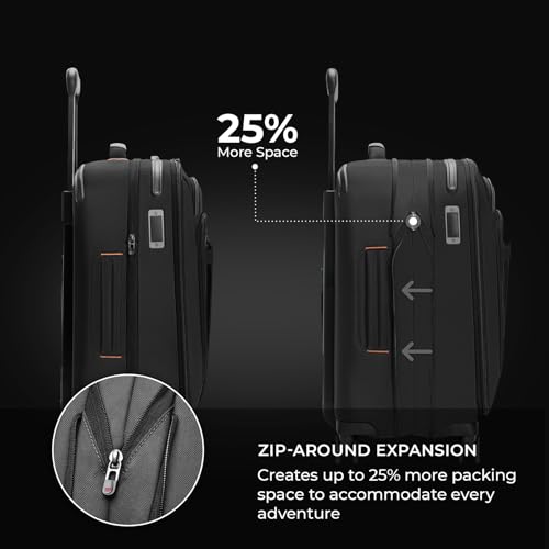 Briggs & Riley Domestic 22" Carry On Expandable Spinner - Luggage for Travel, Suitcases with Wheels, Softside Rolling Bag for Men & Women, Self-Repairing Zipper - ZDX Collection, Black