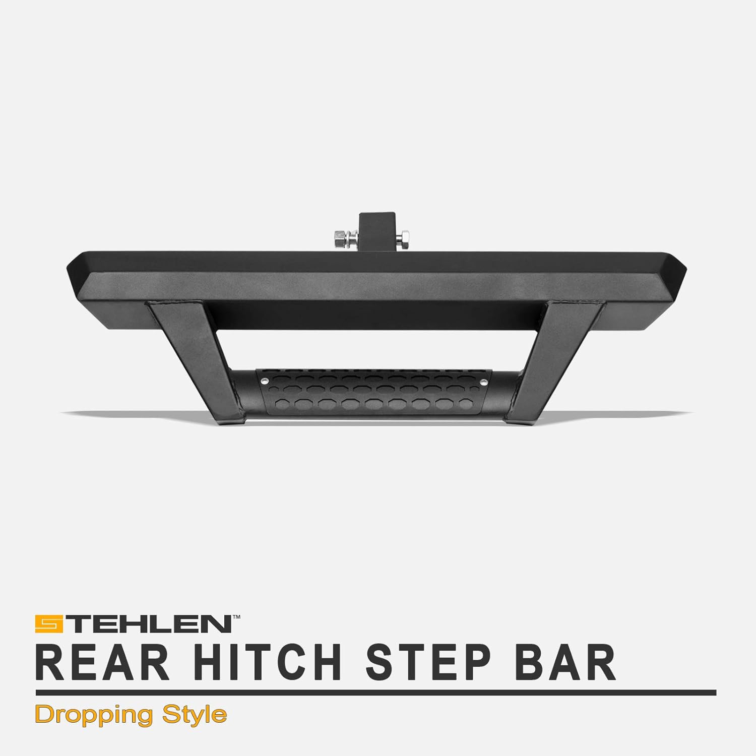 Stehlen 733469495321 Universal Matte Black Hoop Style Trailer Tow Mount Rear Hitch Drop Step Bar Bumper Guard For 2" X 2" Towing Receiver Tube Pack of 2