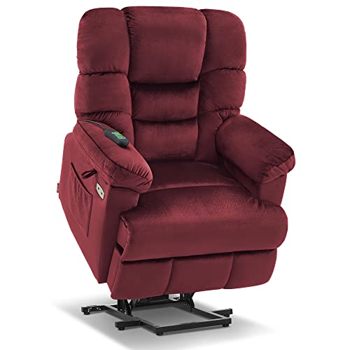MCombo Triple Motor Power Lift Recliner Chair Sofa with Power Adjustable Headrest for Elderly People, Infinite Position, Fabric 7630 (Brown)