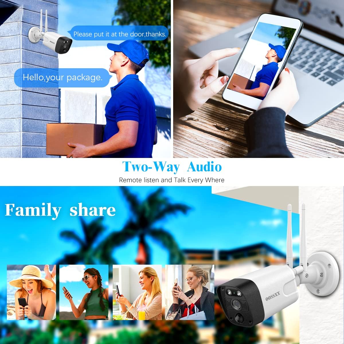 OOSSXX {Dual Antennas Wireless Enhanced & All-in-One} 2K 3.0MP Wireless Home Security Camera Systems Outdoor with 10inch Monitor, Wi-Fi Video Surveillance Camera System with 1TB