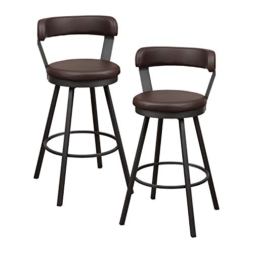 Lexicon Ruthie Swivel Counter Stool, Set of 2, 25.5" Seat Height, Black