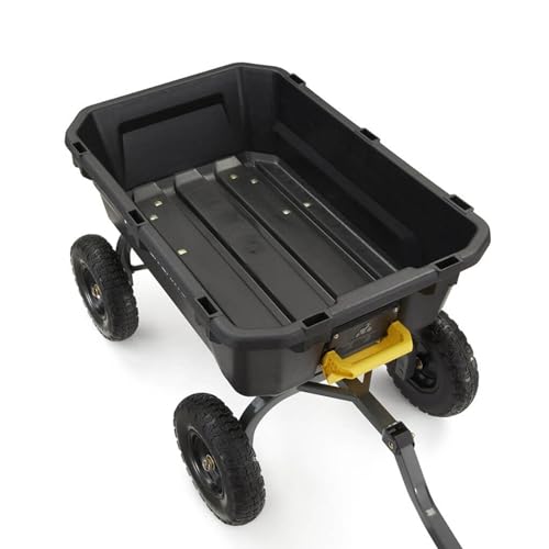 Gorilla Carts Heavy-Duty Dump Cart, Patented Quick-Release Dumping, Steel Frame, 600 lb Capacity, No-Flat 10-Inch Tires, Utility Wagon for Garden, Yard, Beach