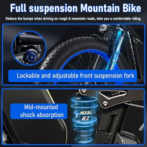 3000W Peak Fat-Tire Electric-Bike for Adults-Women-Men - Seeker24 Dual Motor Electric-Bicycle 52V 25AH Battery, 38MPH, Full Suspension Ebikes with 24 Inch for Off-Road Mountain Snow - US Warehouse