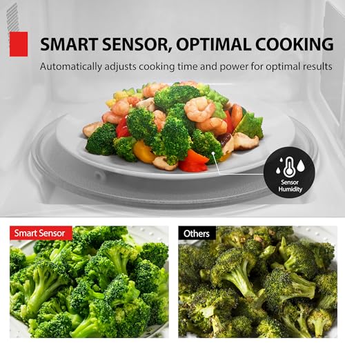 TOSHIBA EM131A5C-BS Countertop Microwave Ovens 1.2 Cu Ft, 12.4" Removable Turntable Smart Humidity Sensor 12 Auto Menus Mute Function ECO Mode Easy Clean Interior Black Color 1000W