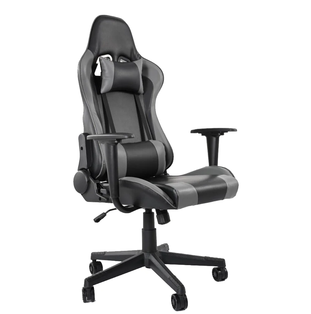 Minneer Flight & Racing Simulator Gaming Chair with Adjustable Headrest and Lumbar Pillow Swivel Liftable Office Chair,Gray