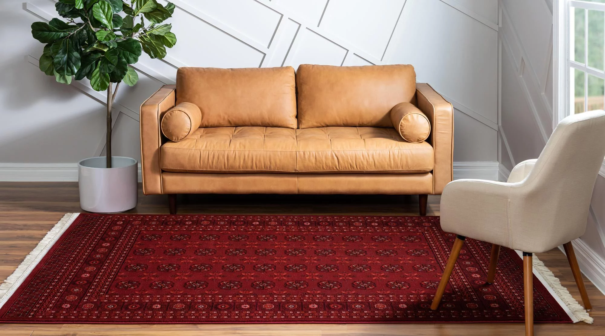 Rugs.com Bokhara Collection Rug – 7' x 10' Red Low Rug Perfect For Bedrooms, Dining Rooms, Living Rooms