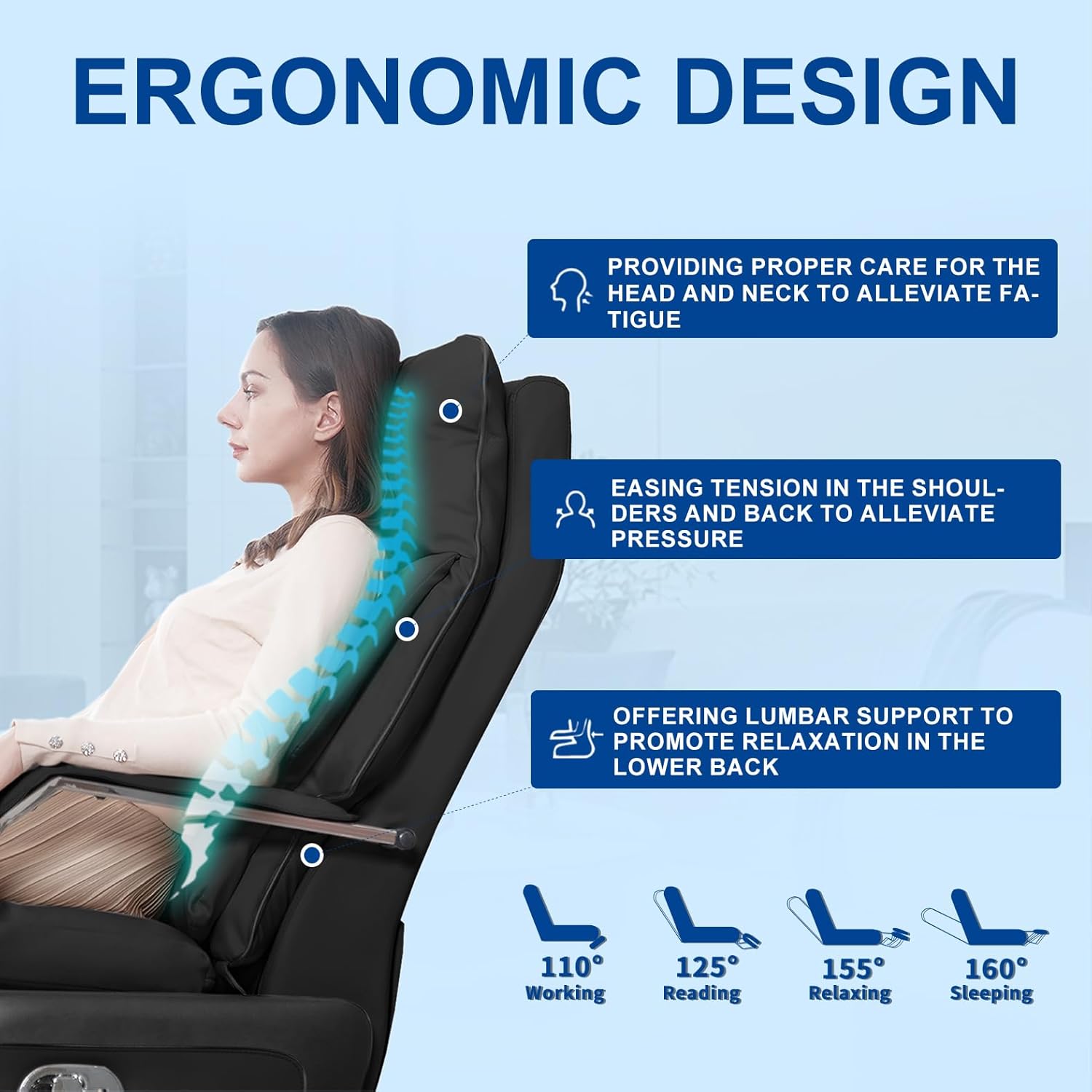 Dual-Motor Executive Office Chair with Footrest Independent Electric Reclining Big and Tall Office Swivel Desk Chair, Ergonomic Chair High Back Large Comfor Home Office Leather Computer Chair (Black)