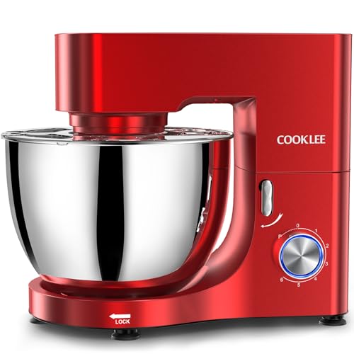 COOKLEE Stand Mixer, 9.5 Qt. 660W Electric Kitchen Mixer with Dishwasher-Safe Dough Hooks, Flat Beaters, Wire Whip & Pouring Shield Attachments for Most Home Cooks, Silver