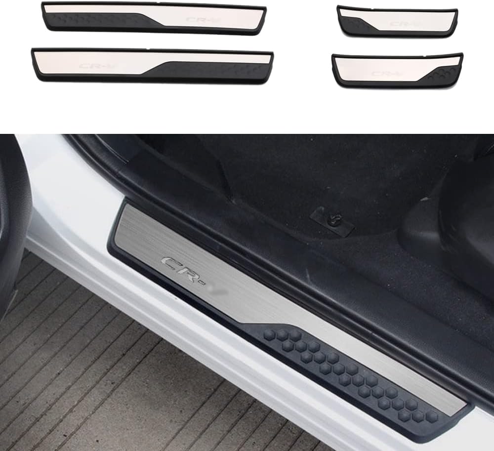 CEBAT 4Pcs LED Stainless Steel Car Door Sill Scuff Plate Guard Sills for Honda CRV 2017-2021 Automotive Door Entry Guard Protector Trim