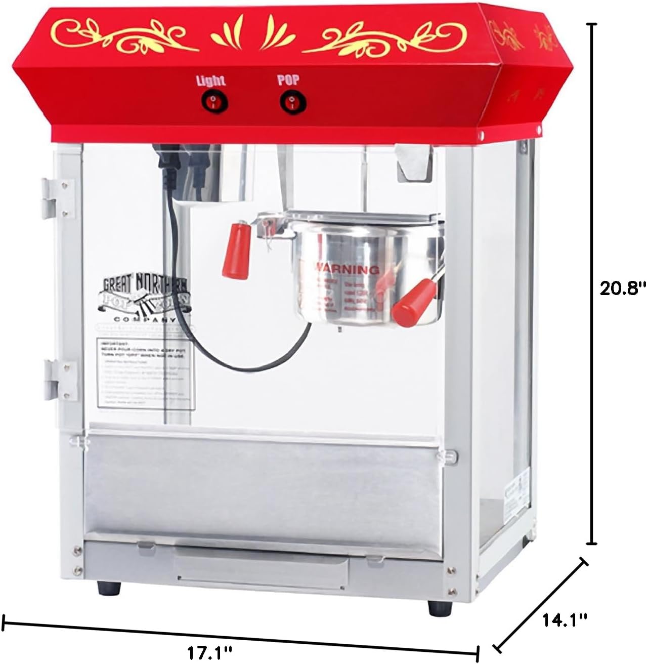 6112 Great Northern Popcorn Red Foundation Top Popcorn Popper Machine, 4 Ounce
