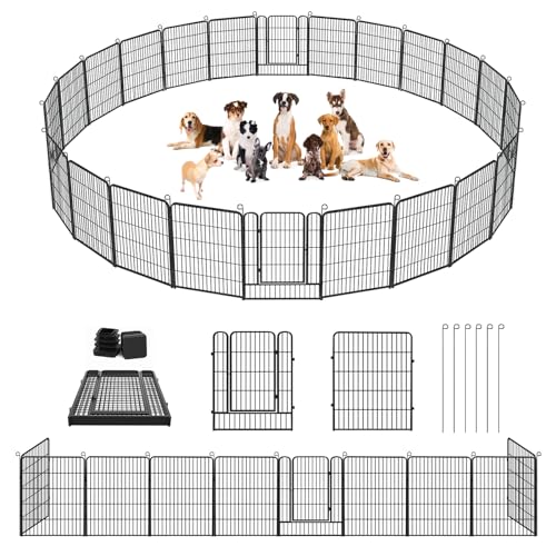 Dog Playpen, 32inch 10 Panels Outdoor Dog Fence Indoor Dog Pen Anti-Rust Pet Puppy Pen Dog Exercise Pen with Lock for Medium Small Dogs, Portable Pet Fence for Yard RV Camping