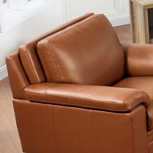 Hydeline Magnum Top Grain Leather Sofa Couch, 84", Nutmeg Brown