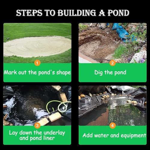 SOYDAN Black Pond Liner, 20 Mil HDPE Pond Liners for Outdoor Ponds, 10×13ft HDPE Pond Liner for Fish Pond, Garden Landscape, Aquaculture, Construction Site(4.50x6.0m(15x20FT))