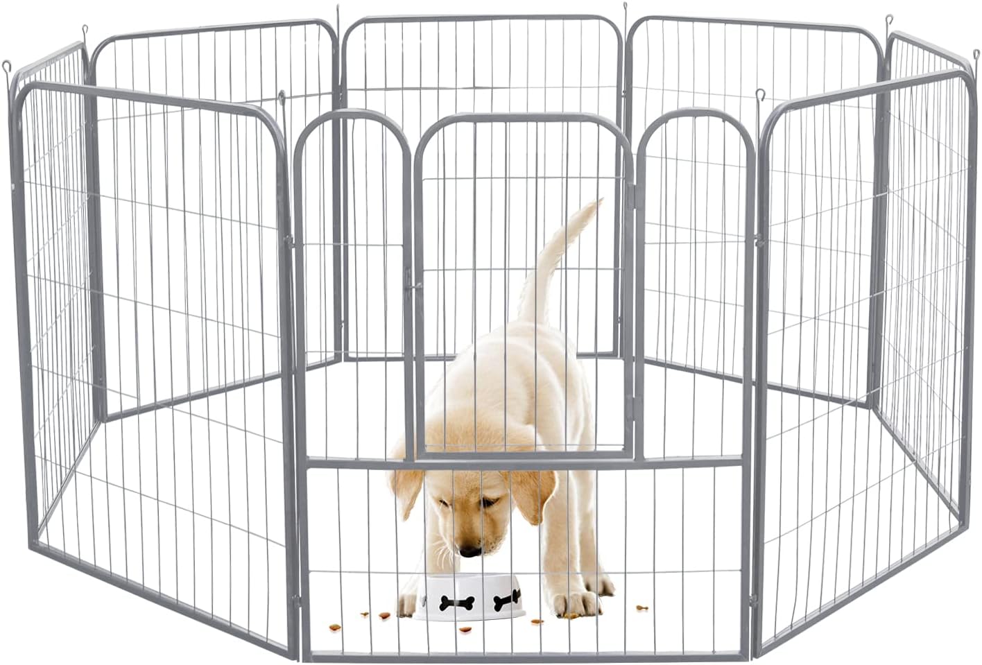 Dog Playpen Outdoor, 4/8/16 Panels Dog Pen for Medium/Small Animals 24/40 Height Dog Fence Exercise Pen with Doors, Pet Puppy Outdoor Playpen Pen for Outdoor, Indoor, RV, Camping, Yard
