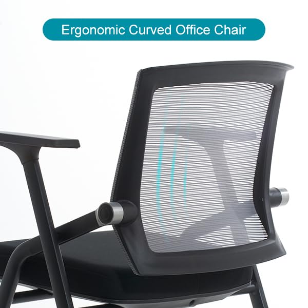 BLANEDUO Conference Room Chairs Sets, Folding Office Desk Chair with Lumbar Support and Sliding Armrest, Stackable Office Guest Chairs & Reception Chairs
