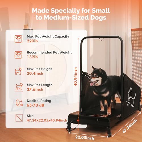 Dog Treadmill for Small and Medium Dogs, Pet Running Machine, Dog Indoor Pacer Treadmill with Remote Control, Dog Pacer Training Pad with LCD Display Screen and Remote