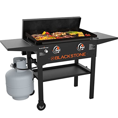 Blackstone 1924 28 Inch Camp Gas Griddle with Hard Cover Heavy Duty Flat Top Griddle Grill Station for Kitchen, Camping, Outdoor, Tailgating, Tabletop, Countertop Black