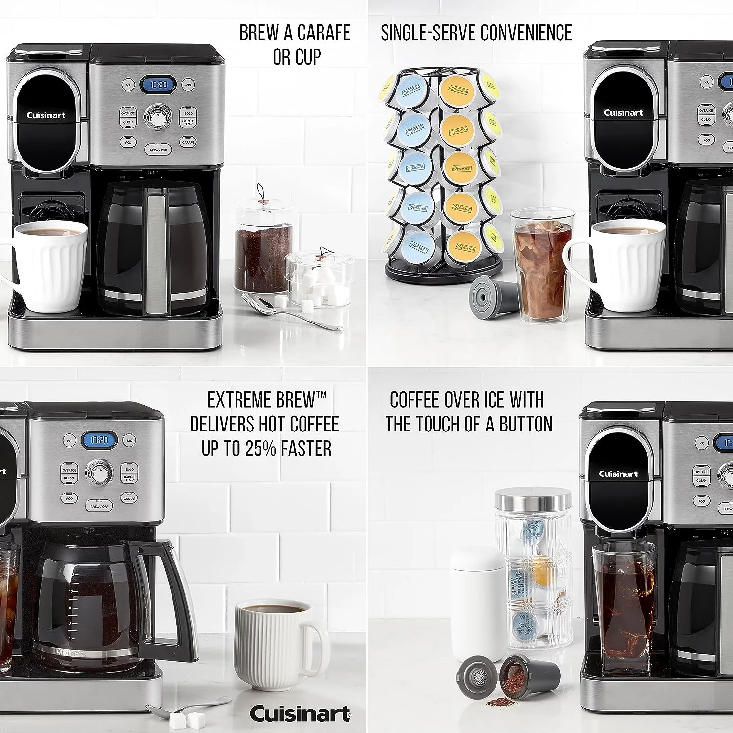Cuisinart SS-15W Maker Coffee Center 12-Cup Coffeemaker and Single-Serve Brewer, White Stainless Steel