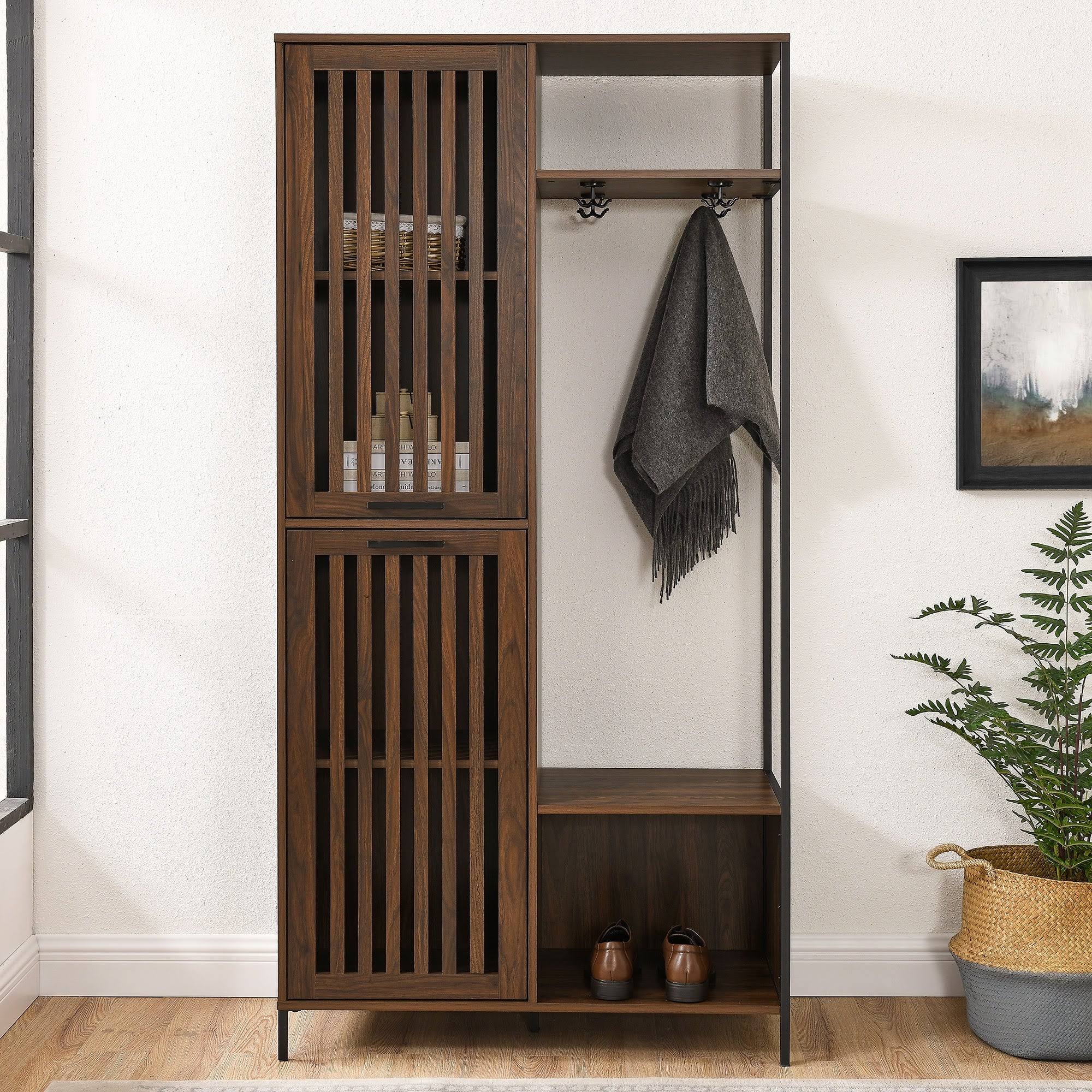 Strick u0026 Bolton 72-Inch Slat Door Hall Tree - Dark Walnut