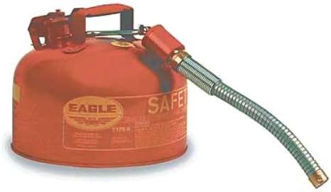 Eagle U2-26-S Red Galvanized Steel Type II Gas Safety Can with 7/8" Flex Spout, 2 gallon Capacity, 9.5" Height, 11.25" Diameter