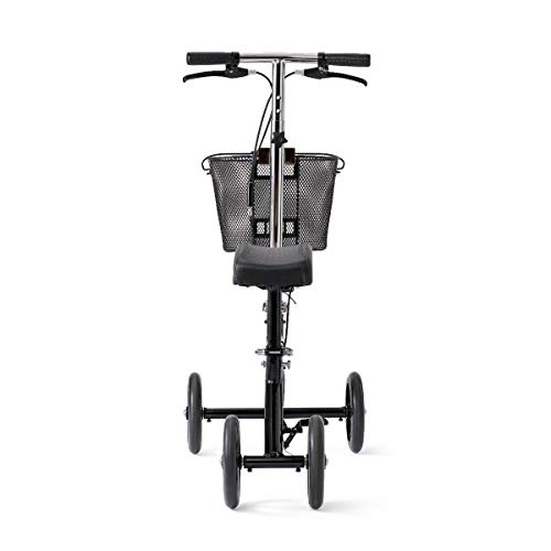 Medline Steerable Knee Walker, Large 8" Wheels, Adjustable Height and Storage Bag, Supports up to 300 lbs, Black