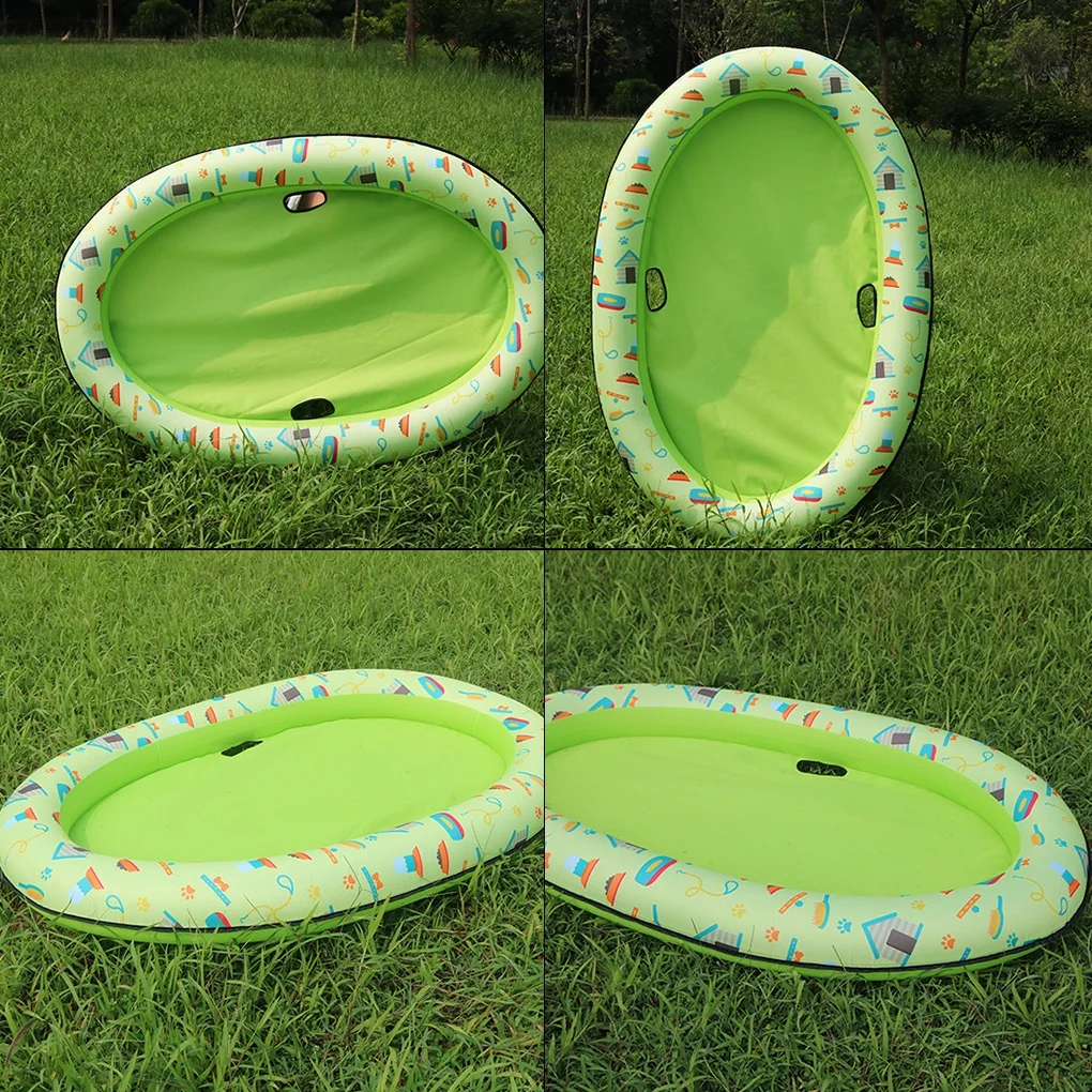 TureClos Pet Swimming Pool Raft Inflatable PVC Pool Raft with Printing Pattern Outdoor Water Playing Toy