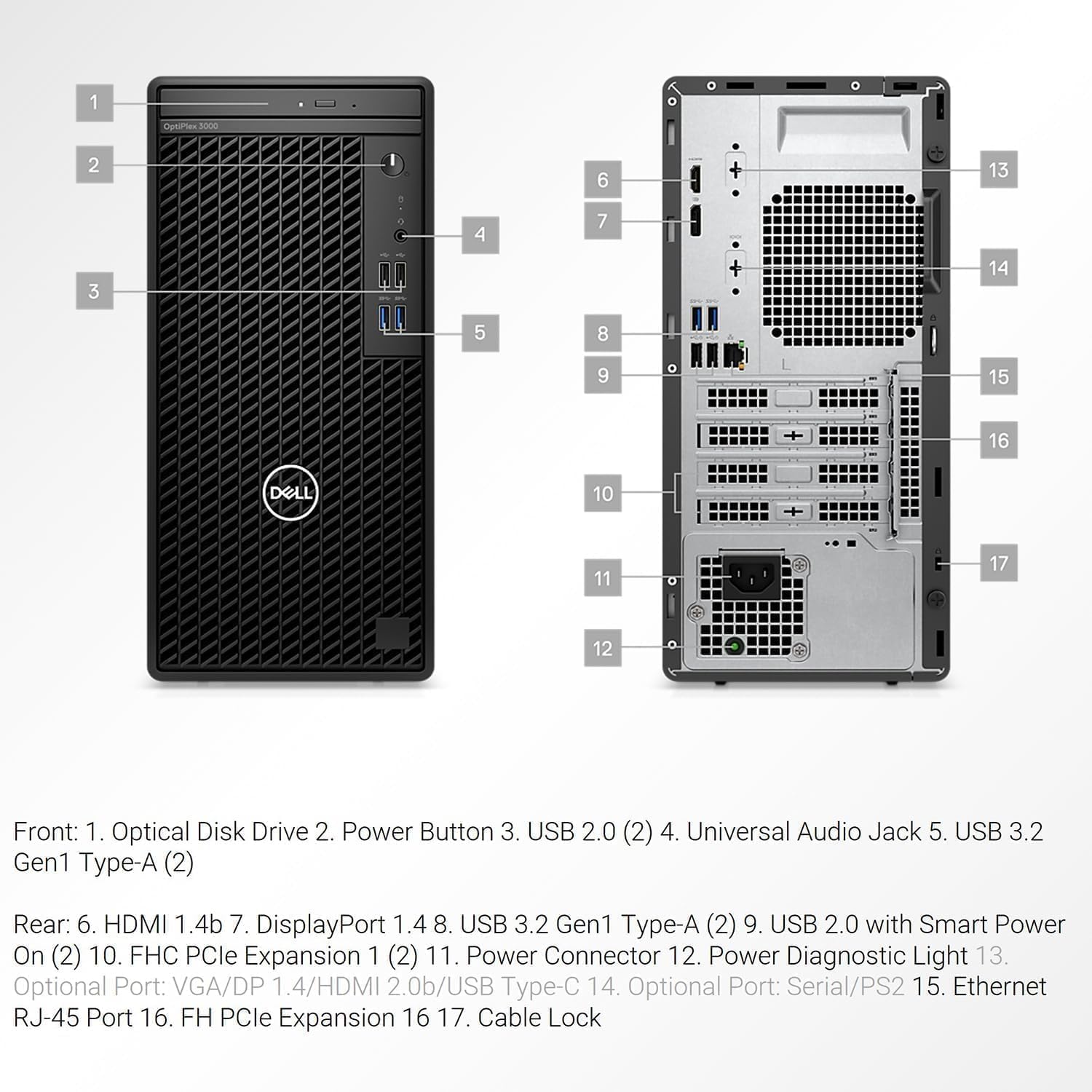 Dell Optiplex 3000 Tower Desktop | 12th Gen Intel Core i5-12500 Processor | Windows 11 Pro | HDMI+Display Port Support 4K | WiFi | Bluetooth | DVD-RW (32GB RAM | 512GB SSD + 1TB HDD)