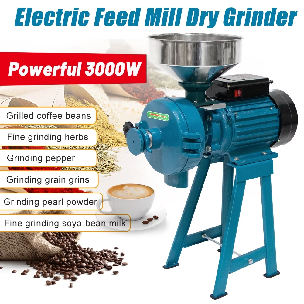 FICISOG 3000W 110V Wet&Dry Commercial Electric Heavy Duty Grain Grinder maize flour Wheat Corn Grain Mills Electric Grinder Mill