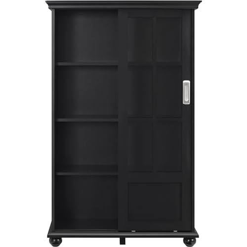 Ameriwood Home Aaron Lane Bookcase with Sliding Glass Doors, Red
