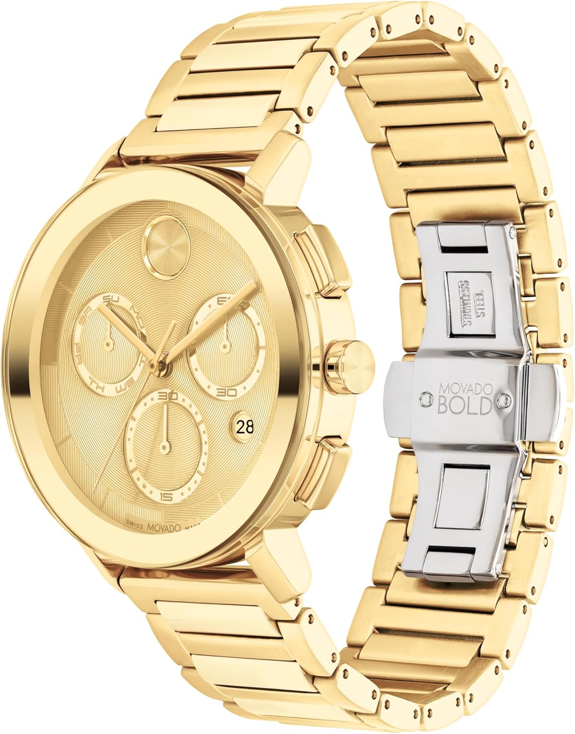 Movado Bold Evolution 2.0 Men's Watch - Swiss Quartz Chronograph Movement, Stainless Steel Link Bracelet - 3 ATM Water Resistance - Luxury Fashion Timepiece for Him - 42mm