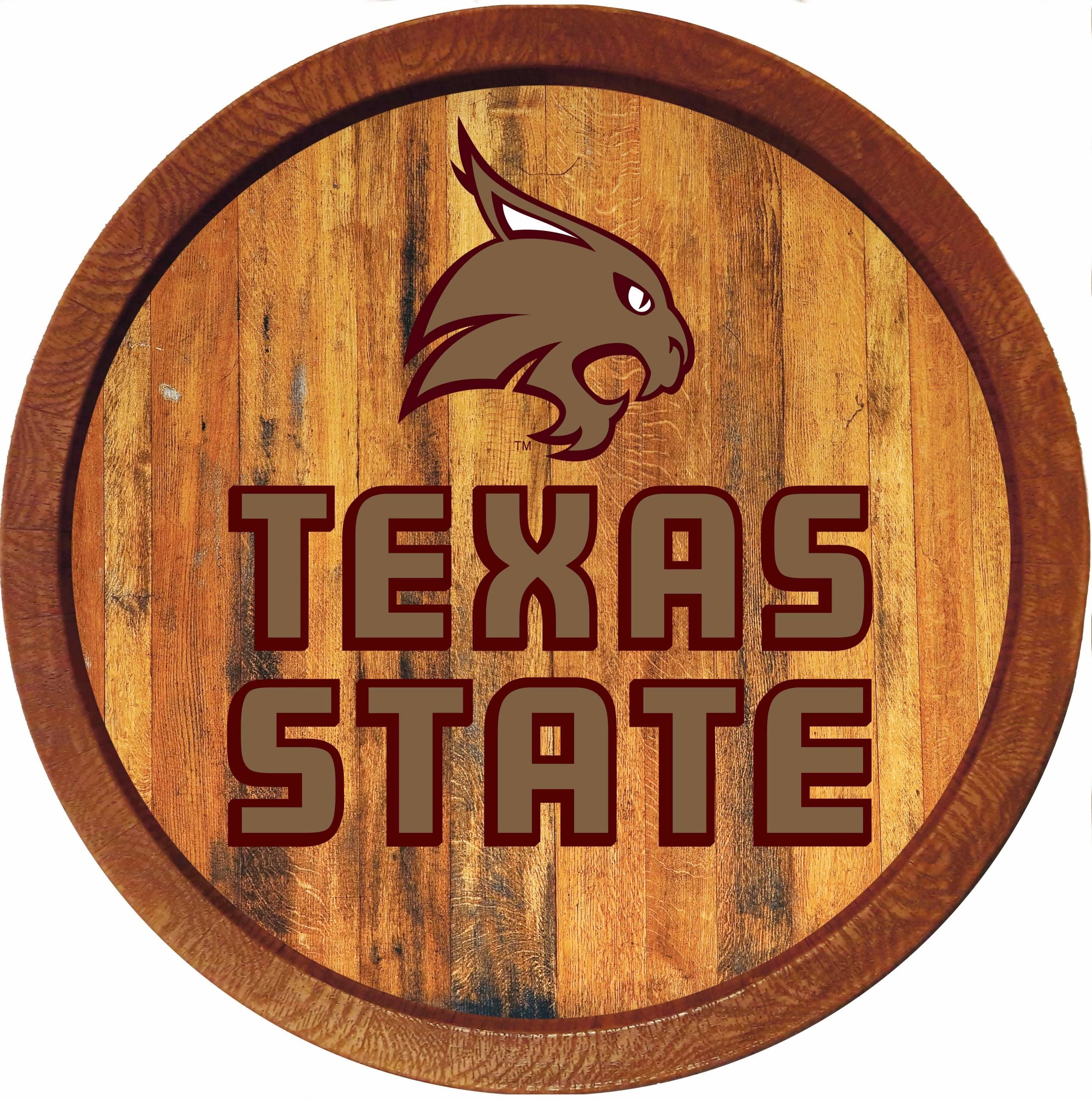 Texas State Bobcats 20x22 Barrel Team Logo Wall Sign-Primary Logo-Color