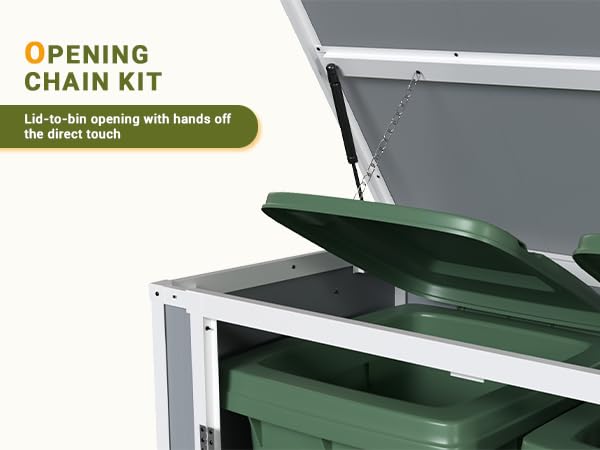 41 Cu.Ft Horizontal Outdoor Storage Box Plastic Shed, Trash Can Sheds Weatherproof Resin Shed with Floor Thickened & Gas Spring & Lockable Doors for Tools, Lawn Mower Storage