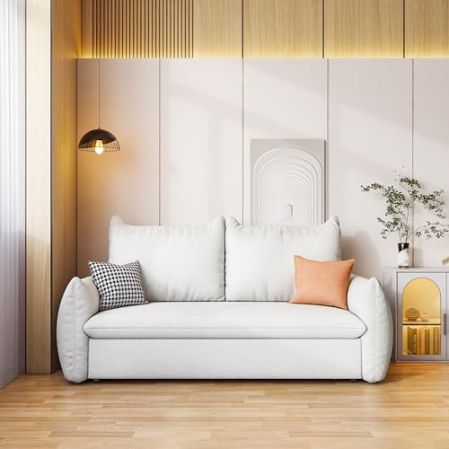 Sleeper Sofa Bed - 3 in 1 Sofa Bed Futon Sofa Convertible Queen Size Pull Out Sleeper Couch Bed with Storage Chaise for Living Room, Twin Sofa Bed With 2 Pillows, 61.8"W x 35.4"D, Boucle Fabric