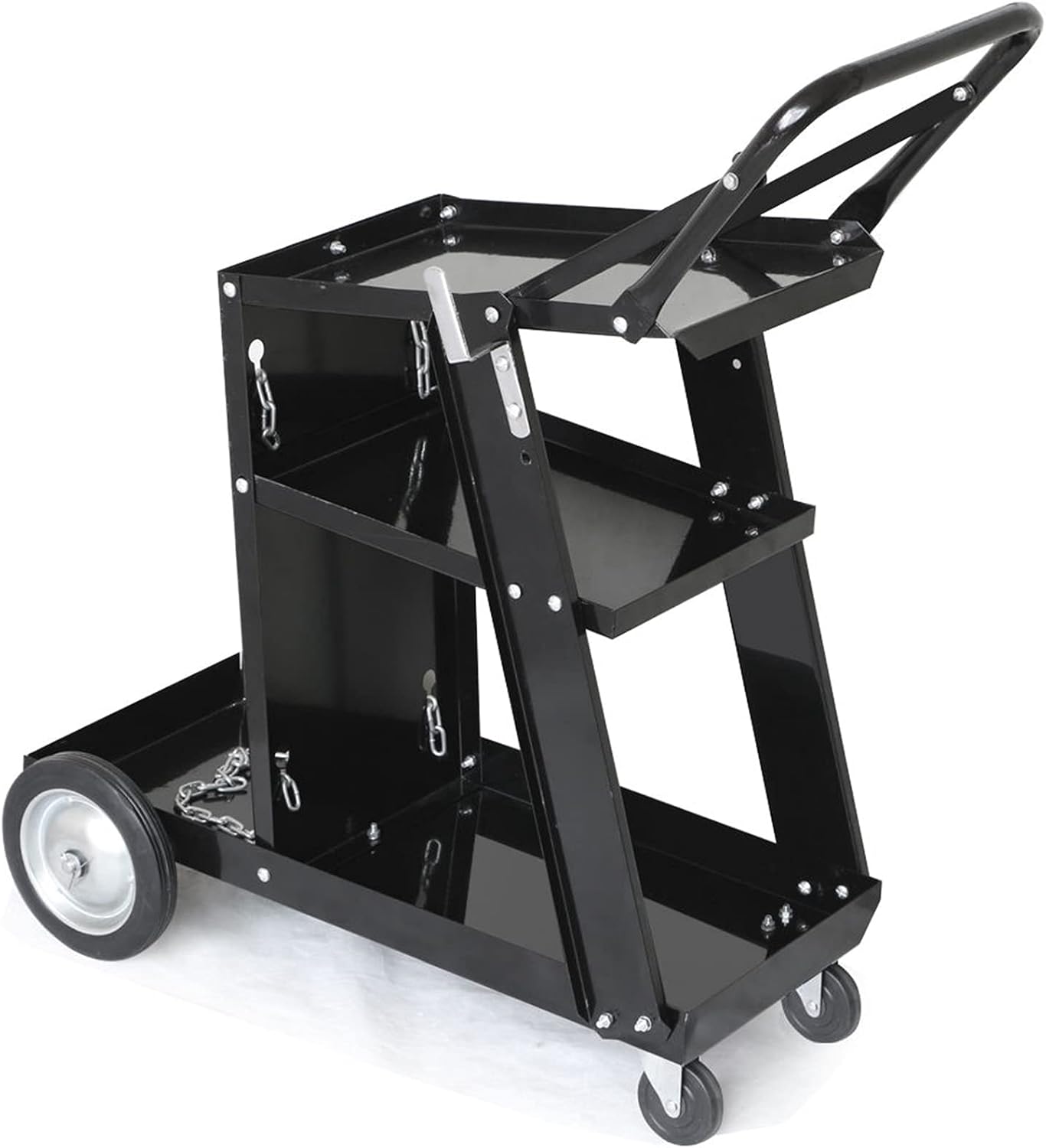 TOMATOPAPA Professional Welding Cart Plasma Cutting Machine without Drawer Black, High Speed Welder Cart, MIG TIG ARC Welding Plasma Cutter Tank Storage, Labor Saving and Solid