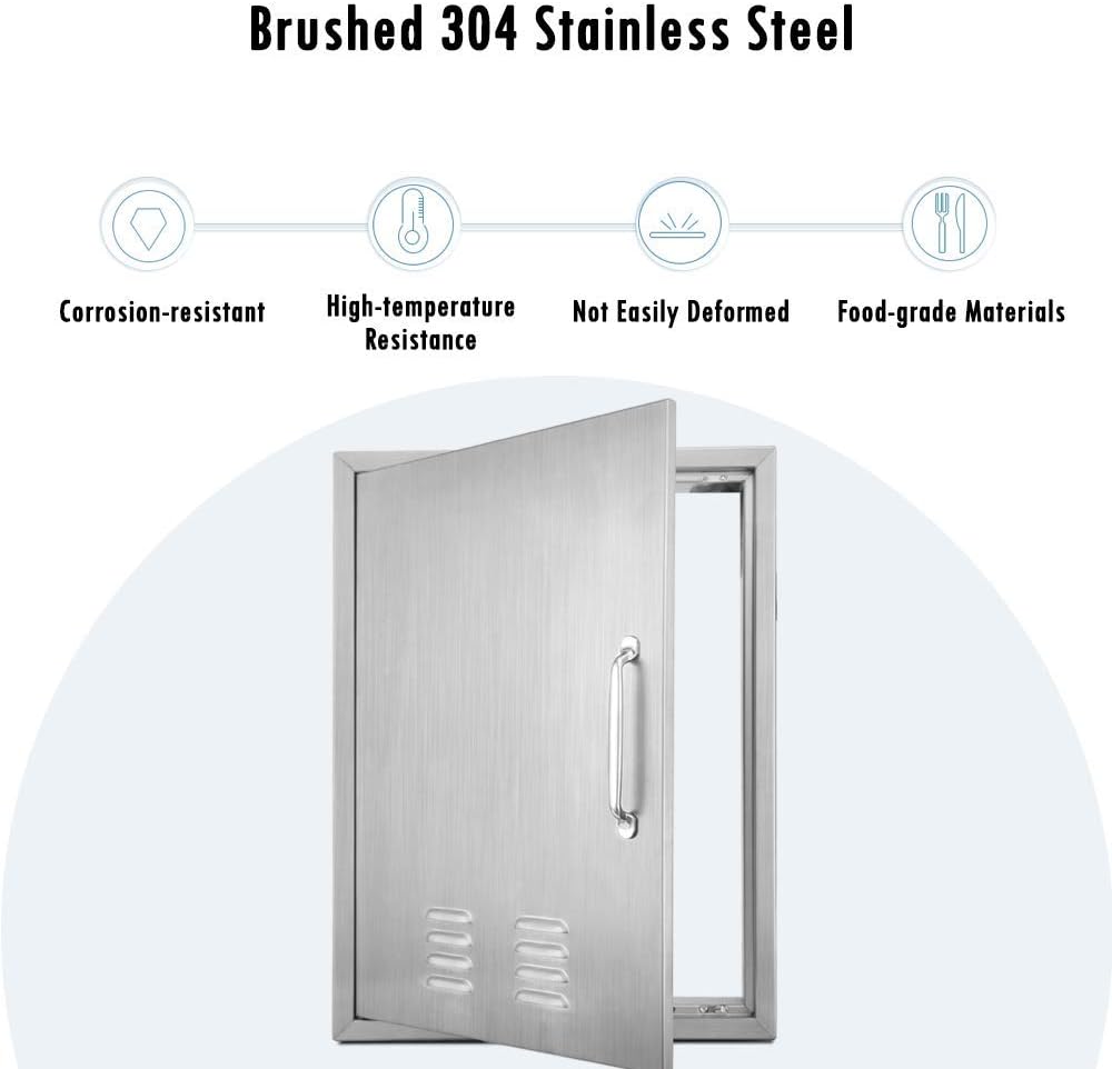 Karpevta Outdoor Kitchen Doors 14''W X 20''H Inch BBQ Access Door - Stainless Steel Single Wall Construction Vertical Door for Outdoor Kitchen Grilling Station or Commercial BBQ Island