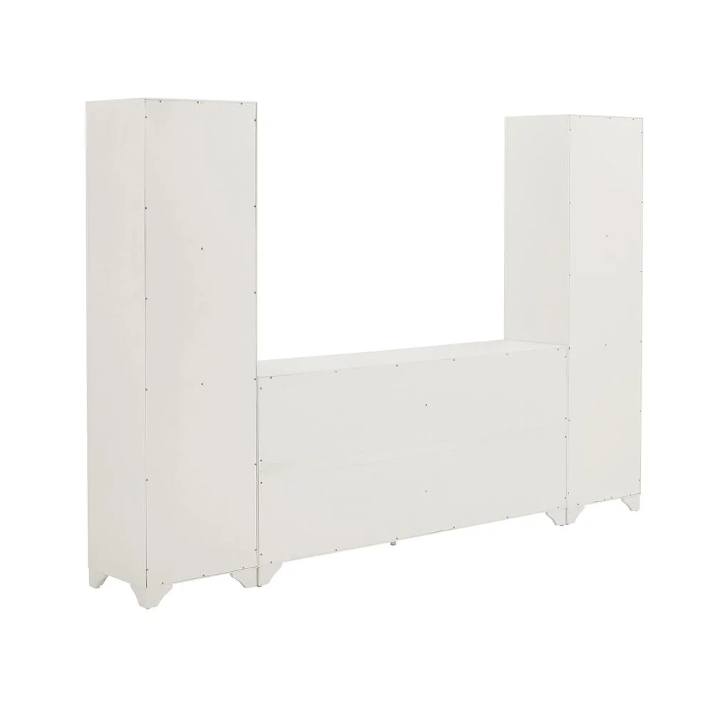 Crosley Furniture Tara 3PC Entertainment Center/Sideboard and Bookcases in White