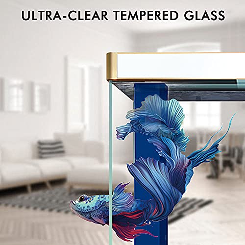 JAJALE Aquarium Fish Tank LED Light Pump Freshwater Filter Upright Fishtank Stand Bundle Ultra Clear Tempered Glass with Complete Aquarium Setup