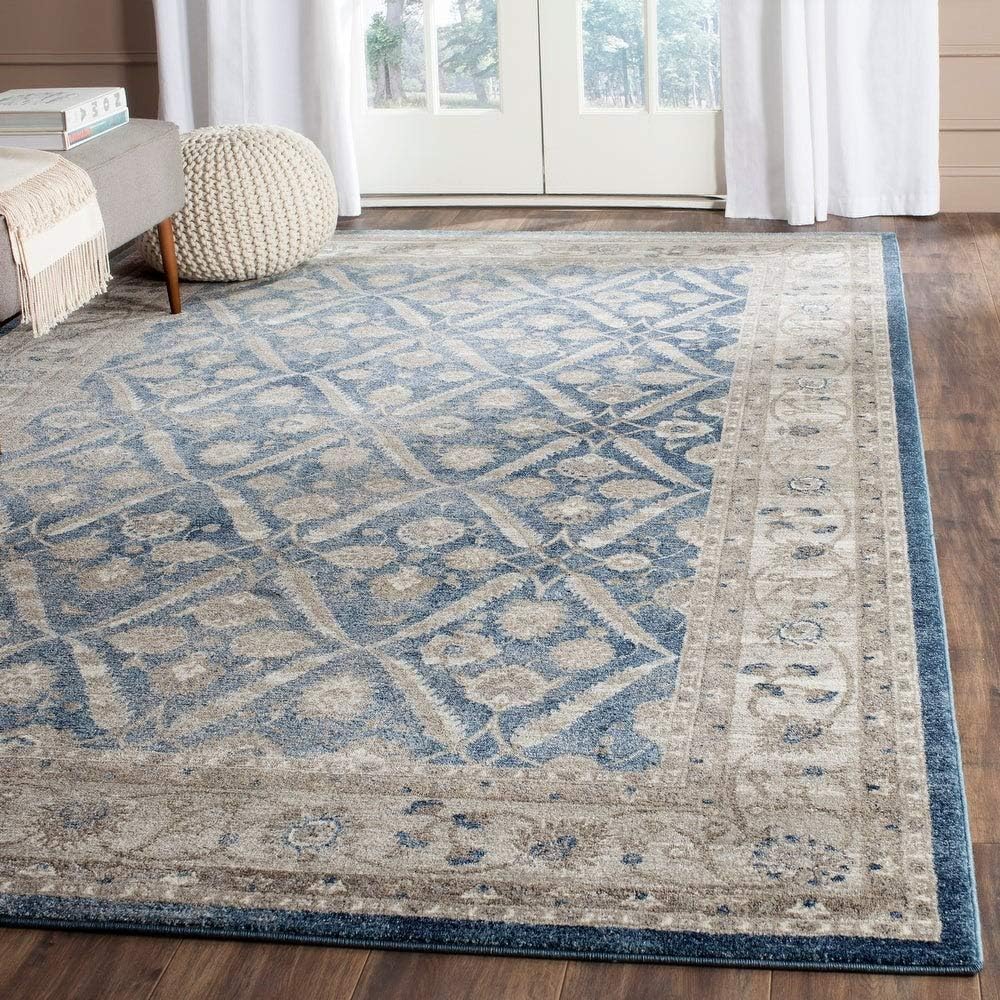 SAFAVIEH Sofia Collection Area Rug - 9' x 12', Blue & Beige, Vintage Oriental Distressed Design, Non-Shedding & Easy Care, Ideal for High Traffic Areas in Living Room, Bedroom (SOF378C)