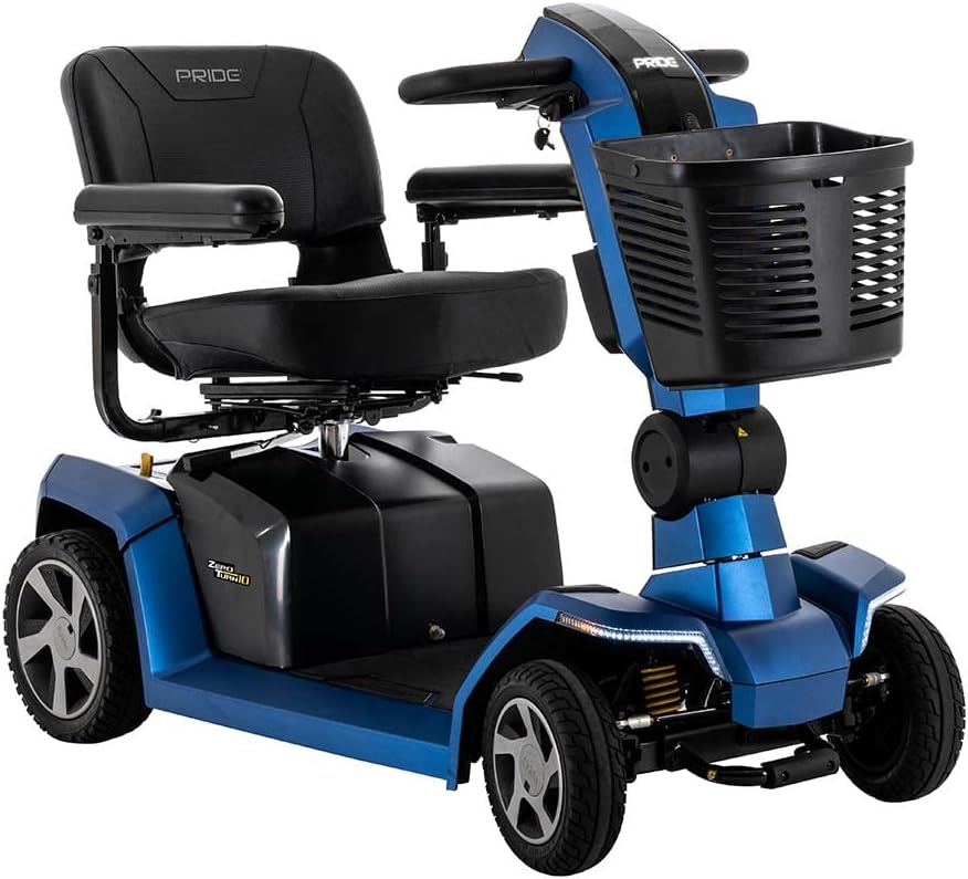 Pride Mobility Zero Turn 10 4 Wheel S710ZT Mobility Scooter, Outdoor 4-Wheel Travel Electric Mobility Scooter for Adults, 400 lbs. WC, Up to 7.3 or 7.5 MPH, 15.9 or 21.2 Range Per Charge
