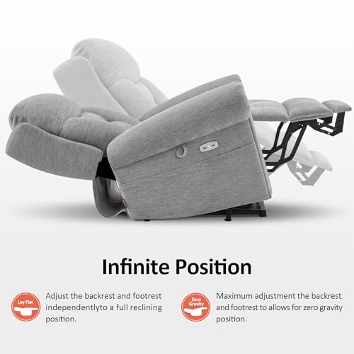 MCombo Triple Motor Power Lift Recliner Chair with Massage and Lumbar&seat Heating, Rolled Arms, Adjustable Headrest for Elderly People, Fabric 7888 (Coffee, Medium)