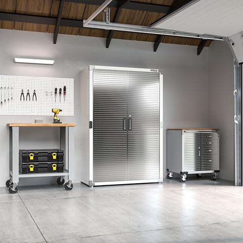 Seville Classics UltraHD Solid Steel Lockable Metal Storage Cabinet Locker Organizer, w/Adjustable Shelves for Garage, Warehouse, Office, Classroom, Granite, 48" W x 24" D x 72" H