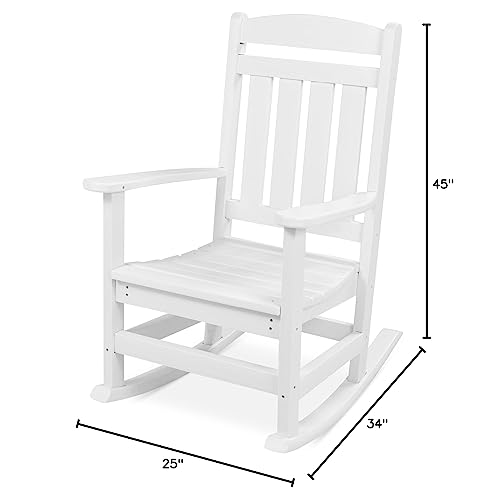 Best Choice Products All-Weather Rocking Chair, Indoor Outdoor HDPE Porch Rocker for Patio, Balcony, Backyard, Living Room w/ 300lb Weight Capacity, Contoured Seat - Gray
